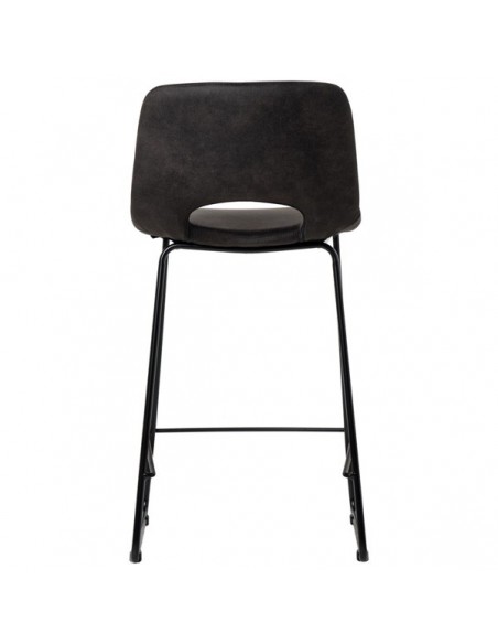 Taburete bajo Zahara 65, tejido suede y patín de metal negro.