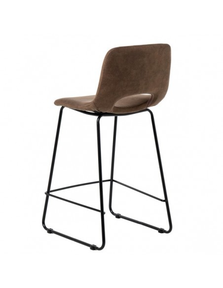 Taburete bajo Zahara 65, tejido suede y patín de metal negro.