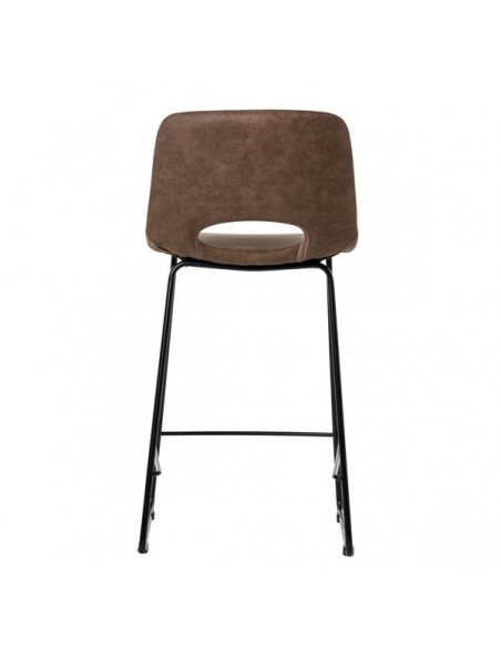 Taburete bajo Zahara 65, tejido suede y patín de metal negro.