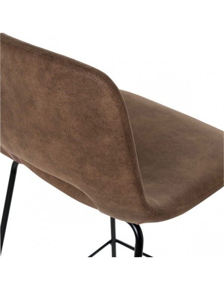 Taburete bajo Zahara 65, tejido suede y patín de metal negro.