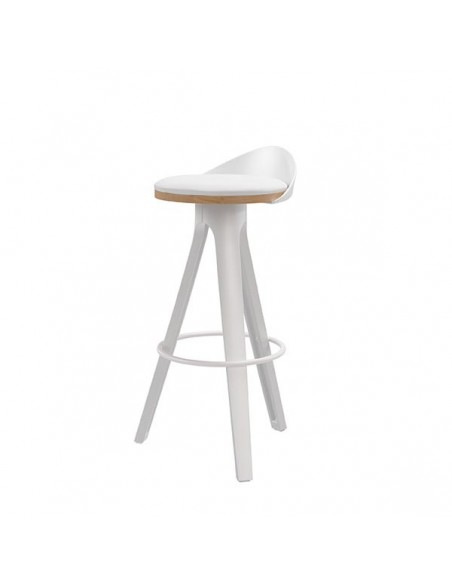 Taburete bajo bar DUKE 65 de diseño nórdico, plástico y madera