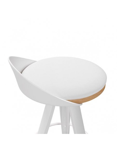 Taburete bajo bar DUKE 65 de diseño nórdico, plástico y madera