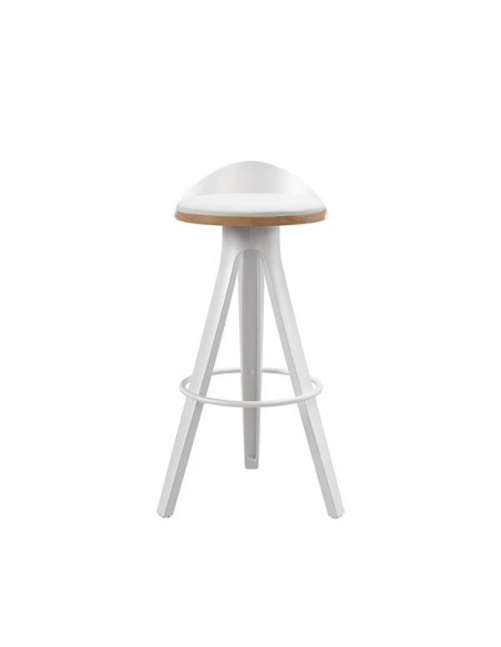 Taburete bajo bar DUKE 65 de diseño nórdico, plástico y madera