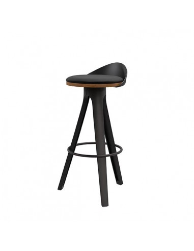 Banqueta bajo bar DUKE 65 de design nordic, plástico e madeira