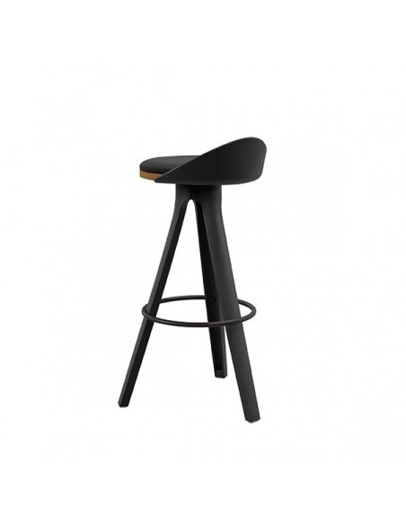 Banqueta bajo bar DUKE 65 de design nordic, plástico e madeira