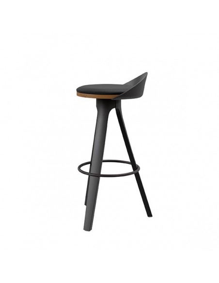 Banqueta bajo bar DUKE 65 de design nordic, plástico e madeira