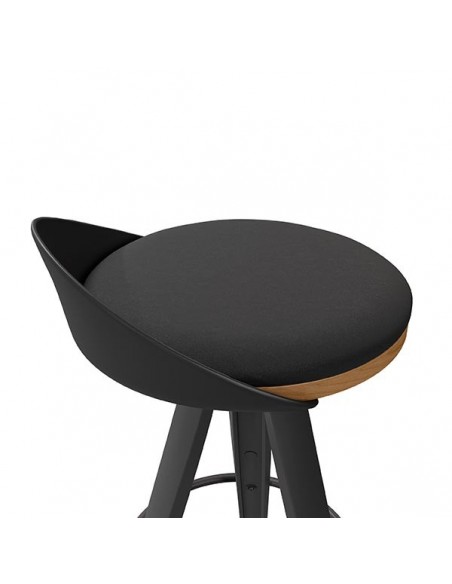 Taburete bajo bar DUKE 65 de diseño nórdico, plástico y madera