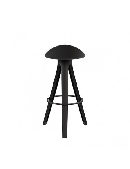 Taburete bajo bar DUKE 65 de diseño nórdico, plástico y madera