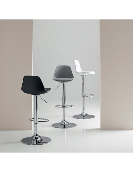 Taburete elevable 59-80 ORLANDO, polipropileno y ecopiel, base cromo