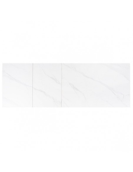 Mesa extensible JANET 140 (190-240) x 90. Porcelánico blanco y base de metal blanco.