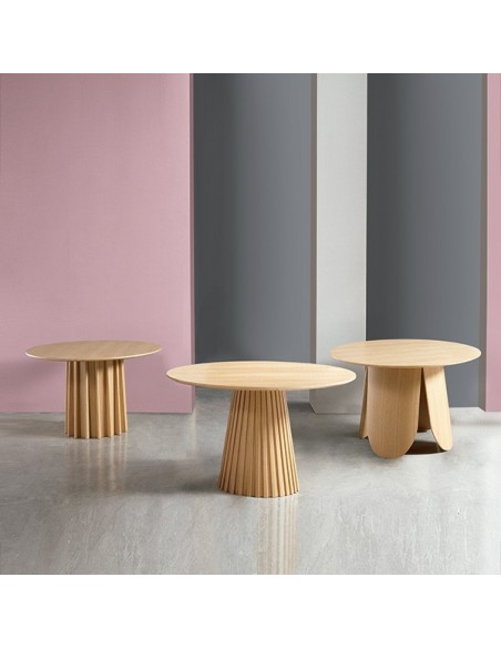 Mesa redonda LICIA de Ø100, chapa de roble natural.