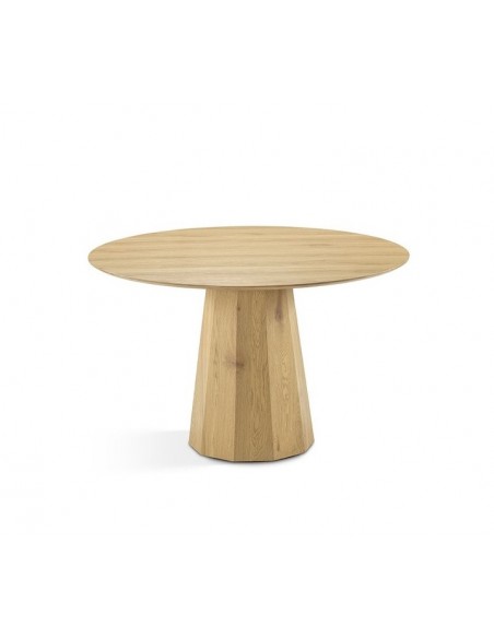 Mesa redonda TINA de Ø 120, chapada en roble.