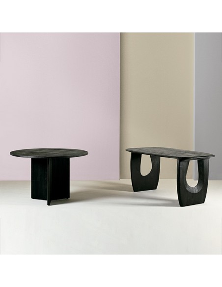 Mesa ovalada étnica WAIZIR 200 x 90, madera maciza de acacia negra