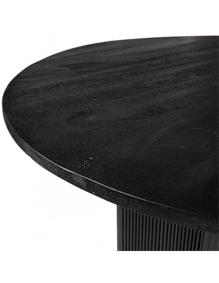 Mesa redonda artesanal FARIS 120, madera maciza de mango negra