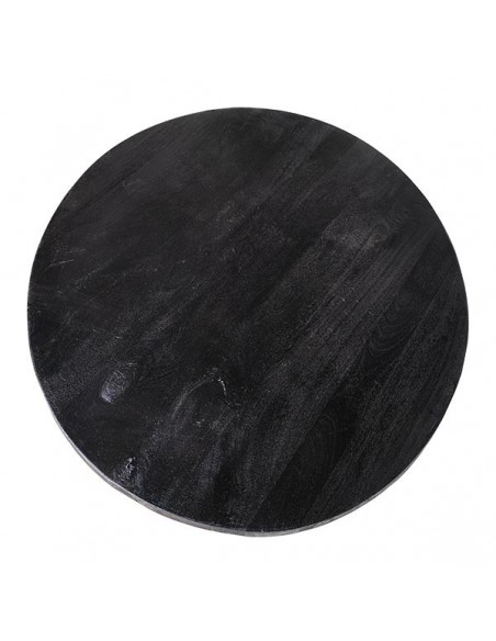 Mesa redonda artesanal FARIS 120, madera maciza de mango negra