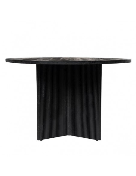 Mesa redonda artesanal FARIS 120, madeira maciça de mangueira preta