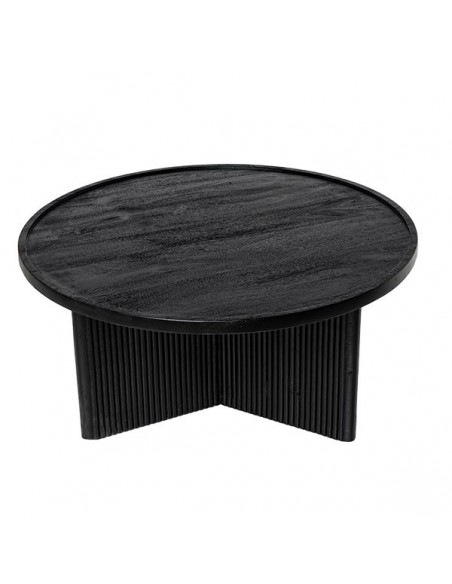 Mesa centro redonda FARIS 80, madera maciza de mango negro