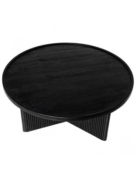 Mesa centro redonda FARIS 80, madera maciza de mango negro