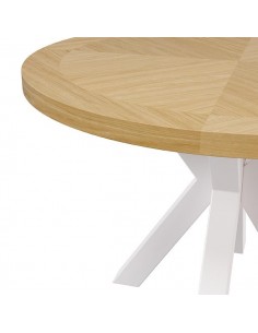 Mesa redonda ARGO 100, chapa de roble y metal blanco 2