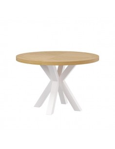 Mesa redonda ARGO 100, chapa de roble y metal blanco