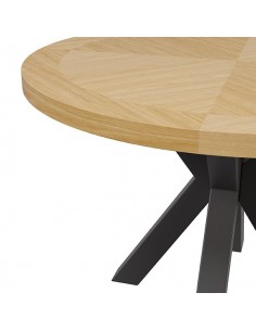 Mesa redonda ARGO 100, chapa de roble y metal negro 2