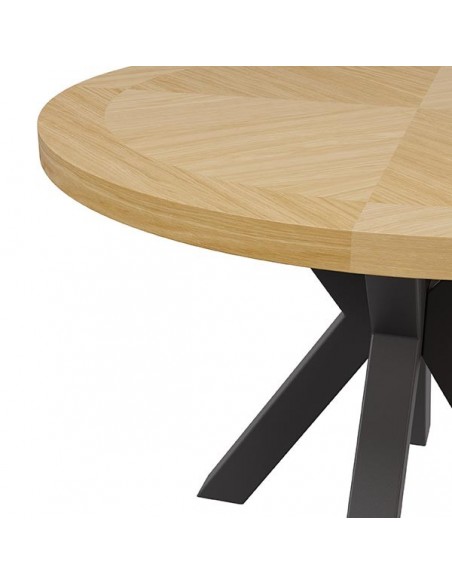 Mesa redonda ARGO 100, folheado a carvalho e metal preto