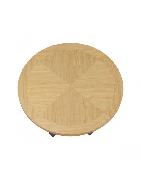 Mesa redonda ARGO 100, chapa de roble y metal negro