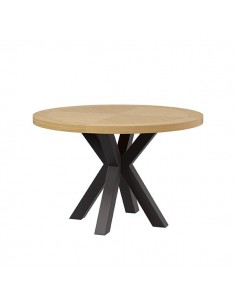 Mesa redonda ARGO 100, chapa de roble y metal negro