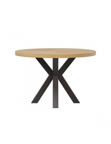 Mesa redonda ARGO 100, chapa de roble y metal negro