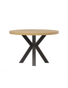 Mesa redonda BEVERLY 120, chapa de roble y metal negro 2