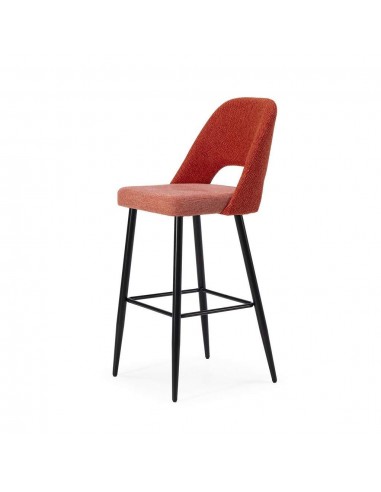 Banqueta baixa em tecido combinado MOCCIA 65 e metal preto.