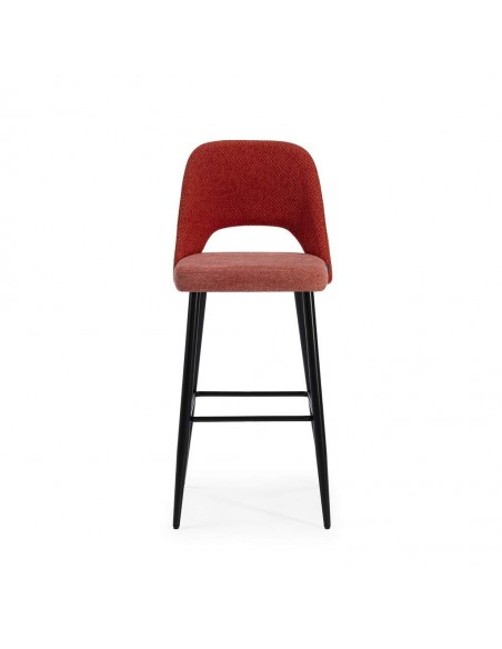 Banqueta baixa em tecido combinado MOCCIA 65 e metal preto.