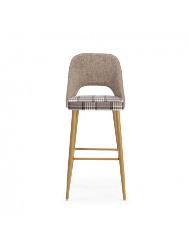 Taburete bajo en tejido de cuadros combinado...