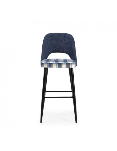 Banqueta baixa em tecido de quadrados combinado...
