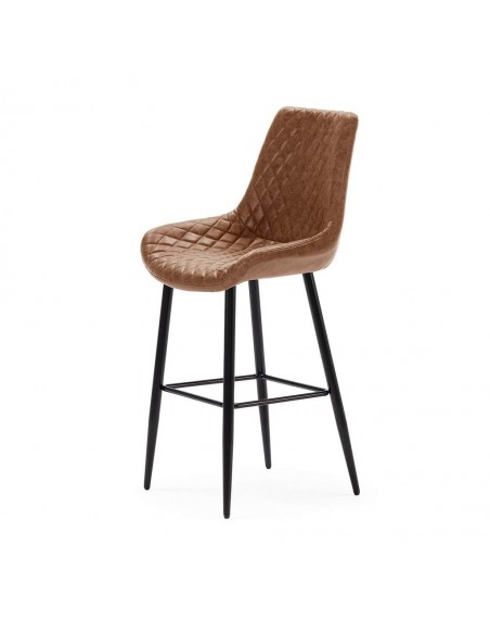 Taburete vintage bajo SAIDI 65 en polipiel y patas metálicas.