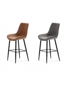 Banqueta baixa vintage SAIDI 65, couro sintético e metal...