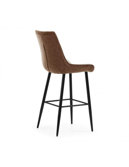 Taburete bajo SAIDI 65 combinado en tejido y polipiel, metal negro