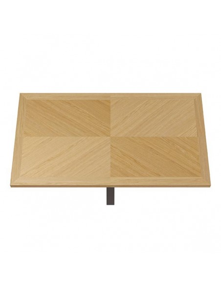 Mesa fixa ELAINE 160 x 90, folheado a carvalho e metal preto.