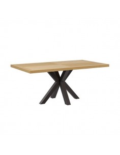 Mesa fixa ELAINE 200x100cm, folheado a carvalho e metal...