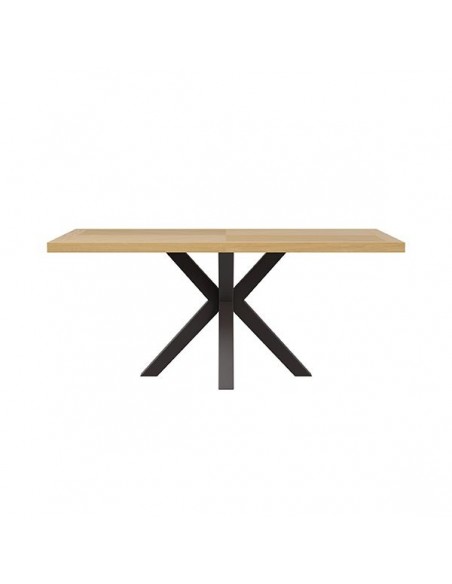 Mesa fija ELAINE 200 x 100, chapa de roble y metal negro.