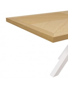 Mesa fija ELAINE 160 x 90, chapa de roble y metal blanco. 2
