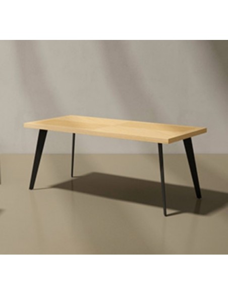 Mesa fija de comedor RANDY 180 x 100, chapada roble y metal negro