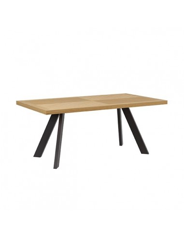 Mesa de jantar fixa KRISTEL 140 x 90, folheado de carvalho e metal preto