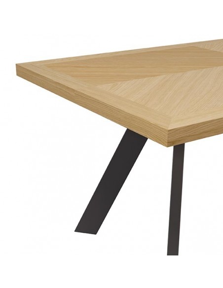 Mesa fija de comedor KRISTEL 140 x 90, chapada roble y metal negro