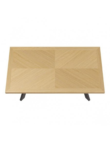 Mesa fija de comedor KRISTEL 160 x 90, chapada roble y metal negro