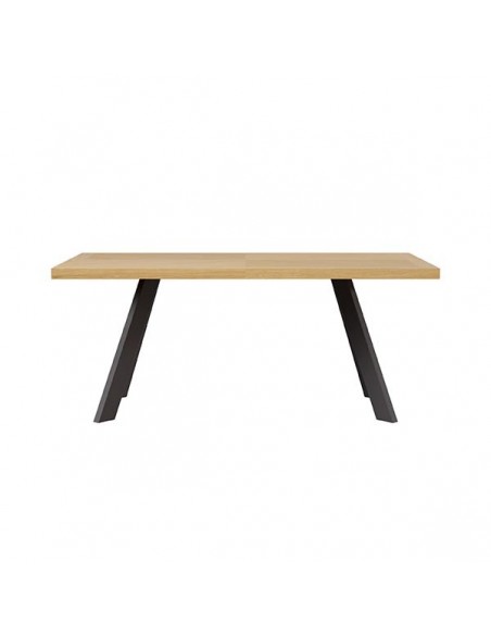 Mesa de jantar fixa KRISTEL 180 x 100, folheado de carvalho e metal preto