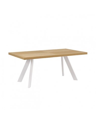 Mesa de jantar fixa KRISTEL 180 x 100, folheado de carvalho e metal branco