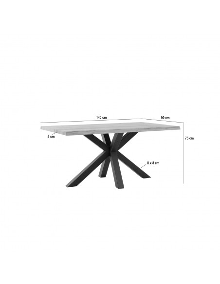Mesa de design industrial GRACE 140 x 90, carvalho e metal preto