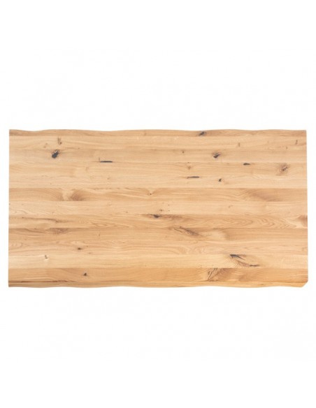 Mesa diseño industrial GRACE 220 x 100, roble macizo y metal blanco