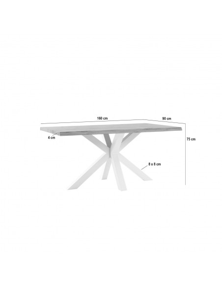 Mesa de design industrial GRACE 160 x 90, carvalho e metal branco